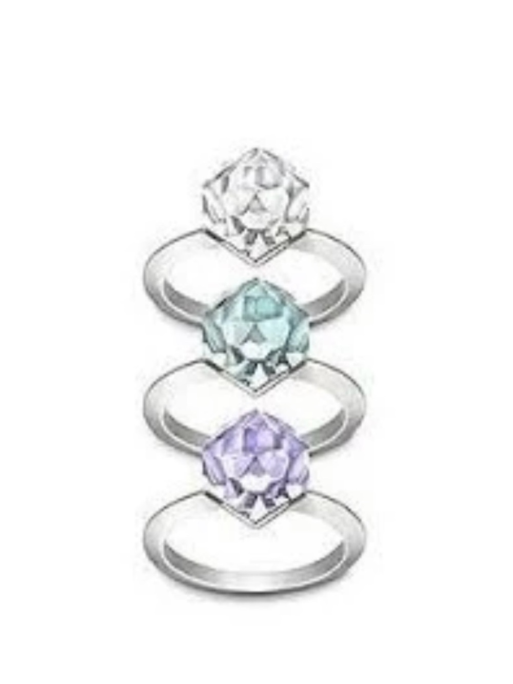 Swarovski Nuts Triple Stacking Ring Set - NIB - Sz 8 - style 1119302 - Picture 4 of 4